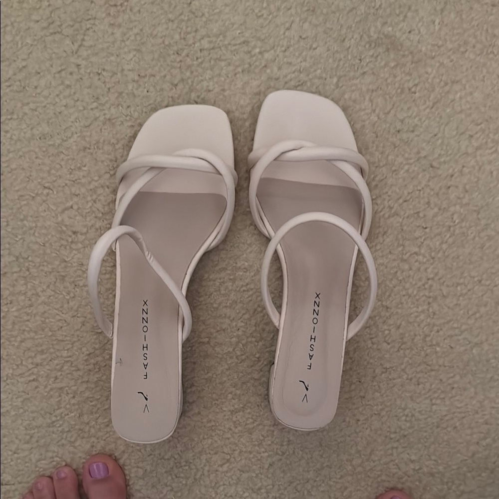 SHEIN Cream Minimalist Slide Sandals